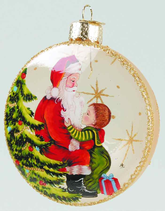 Inside Art Santa & Child By Tree - With Box Bx959 by Old World Christmas (Newer)-1