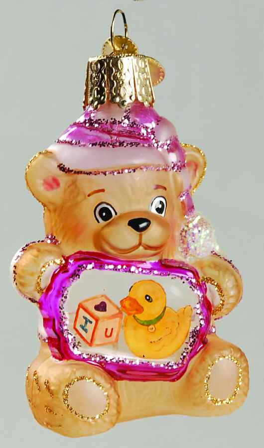 Inside Art Baby Bear With Gift - With Box Bx1030 by Old World Christmas (Newer)-1