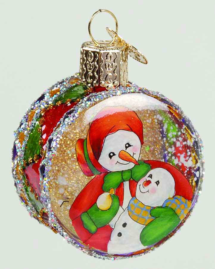 Inside Art Mother & Baby Snowman - With Box Bx1207 by Old World Christmas (Newer)-1
