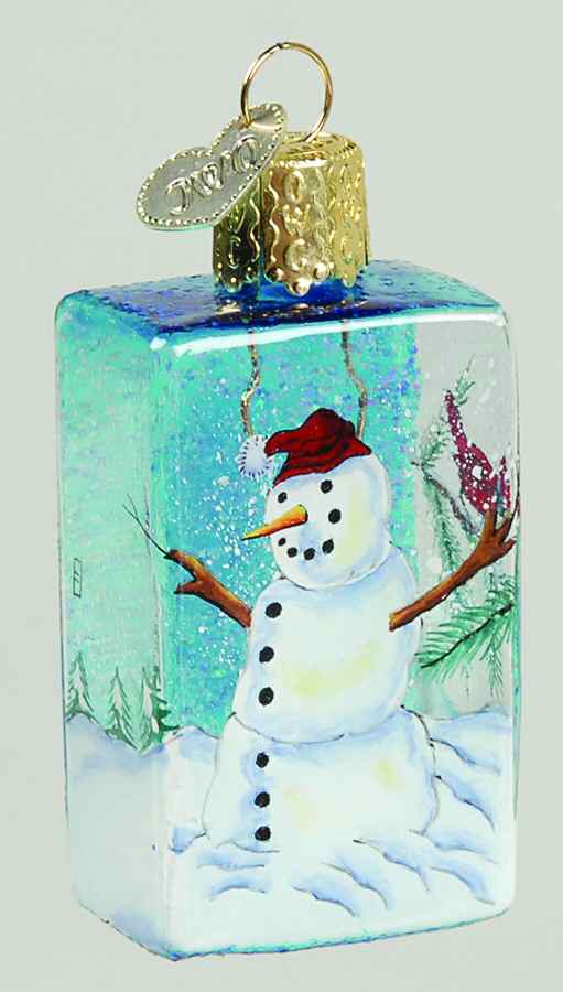 Inside Art Snowman And Cardinal - With Box Bx1704 by Old World Christmas (Newer)-1
