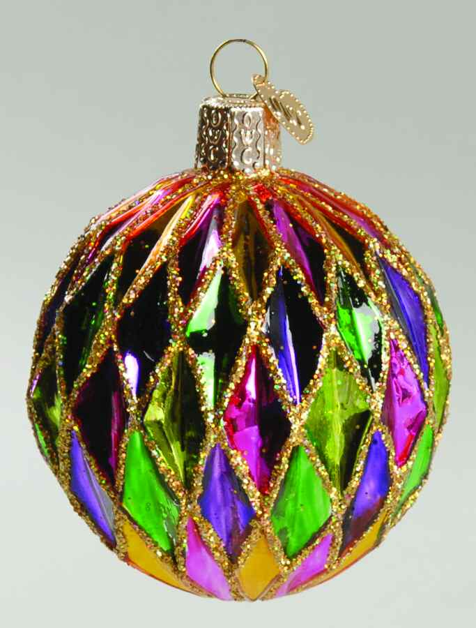 Traditional Shapes Mardi Gras Ball - No Box by Old World Christmas (Newer)-1