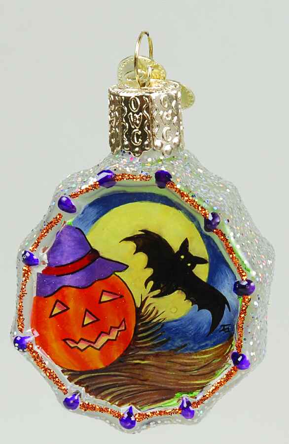 Inside Art-Halloween Pumpkin With Bat Spider Web - Boxed by Old World Christmas (Newer)-1