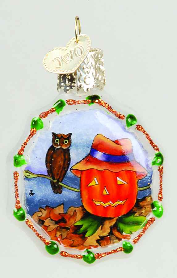 Inside Art-Halloween Pumpkin With Owl Spider Web - Boxed by Old World Christmas (Newer)-1