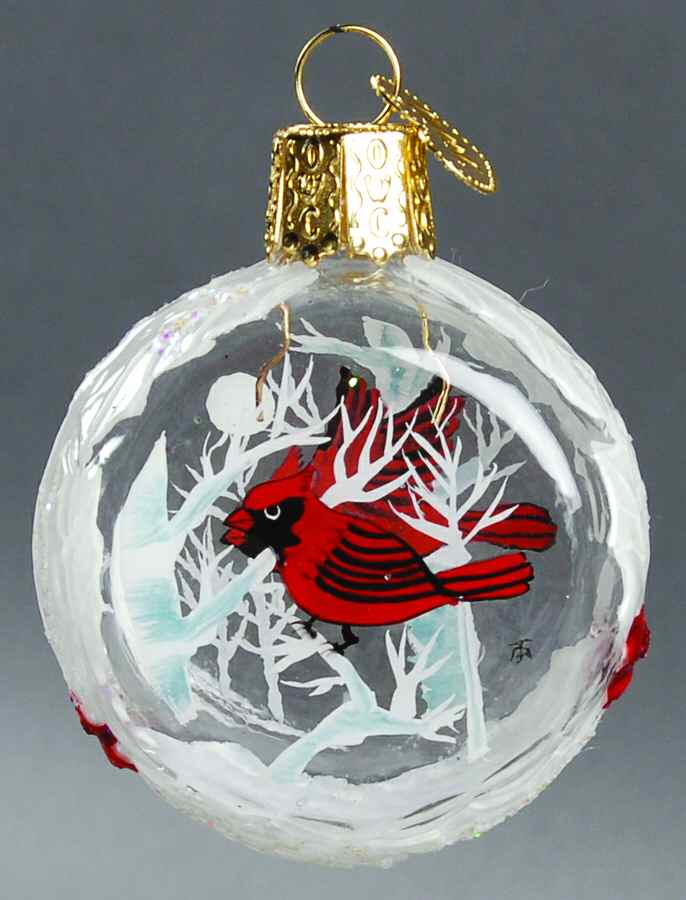 Inside Art Winter Cardinals - With Box Bx1252 by Old World Christmas (Newer)-1