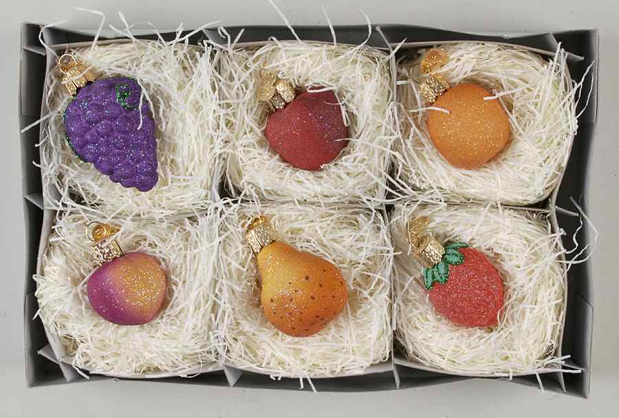 Fruits & Vegetables Glistening Mini Fruit Set - No Box by Old World Christmas (Newer)-1