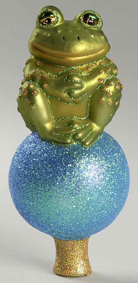 Tree Toppers Sitting Frog Tree Topper - Boxed by Old World Christmas (Newer)-1