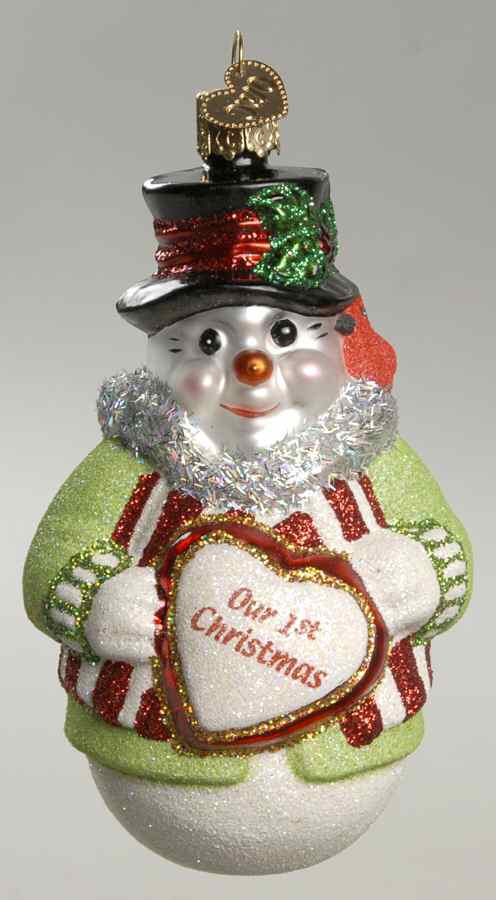 Snowmen Glistening Romantic Snowman - No Box by Old World Christmas (Newer)-1
