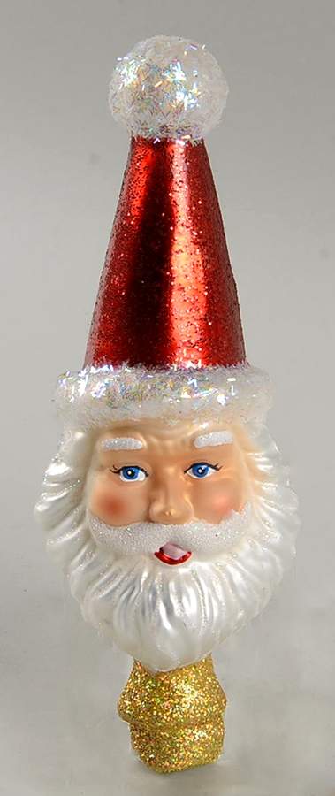 Tree Toppers Mini Santa Head Tree Topper - Boxed by Old World Christmas (Newer)-1