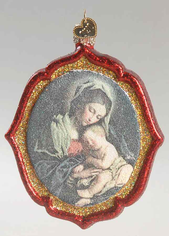 Religious Glistening Madonna Medallion - No Box by Old World Christmas (Newer)-1
