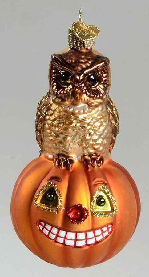 Halloween Owl & Pumpkin - No Box by Old World Christmas (Newer)-1