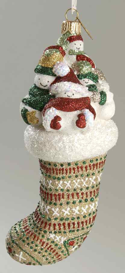 Mattarusky Ornaments Snowfamily Stocking-Patchwork - With Box 53 by Mattarusky-1