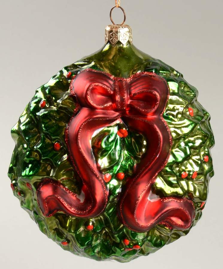 Mattarusky Ornaments Five Gold Rings Red Ribbon Wreath - No Box by Mattarusky-1