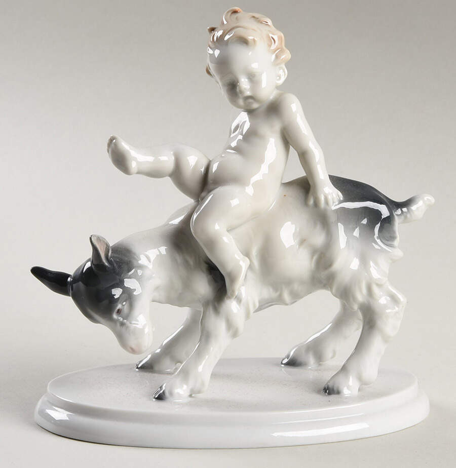 Metzler & Ortloff Figurines Child On Goat - No Box by Metzler & Ortloff-1