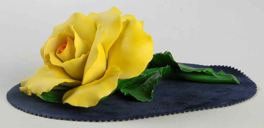 Capodimonte Porcelain Flowers Yellow Rose-Single-Large - Boxed by Monte Rosa-Capodimonte-1