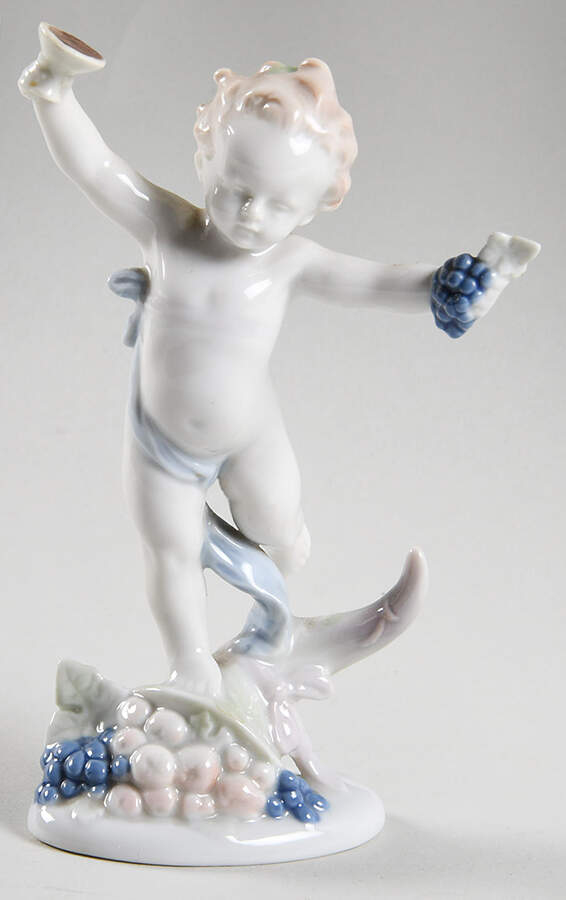 Four Seasons-Cherubs Autumn-Cherub On Counucopia - No Box by Metzler & Ortloff-1