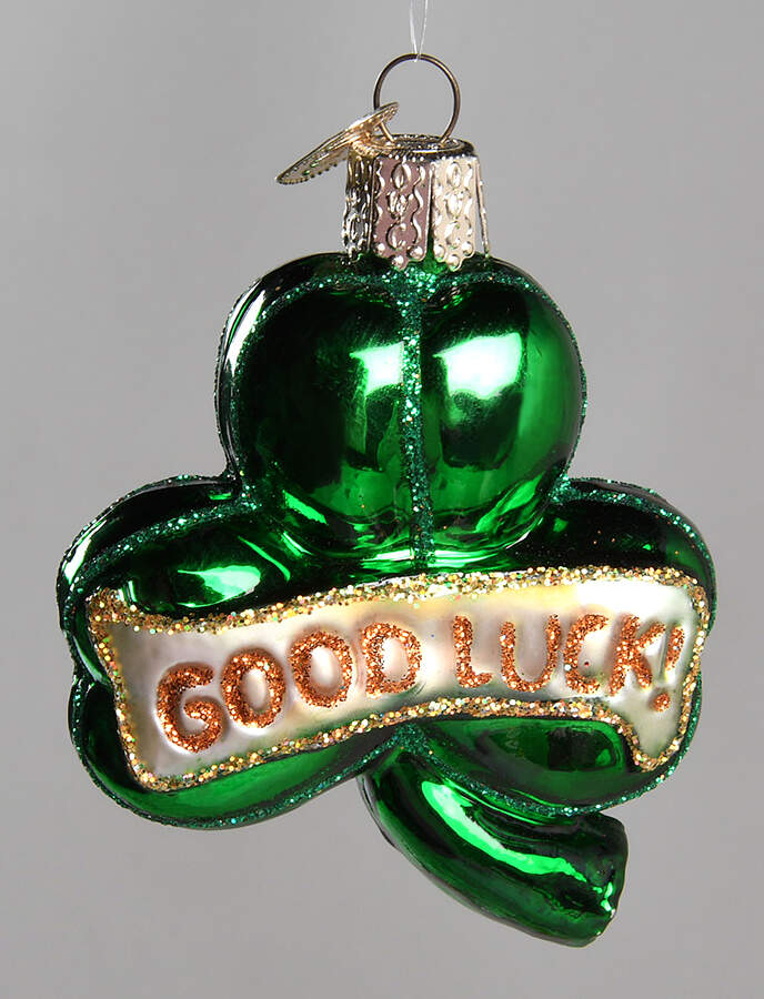 St Patrick's Day Lucky Shamrock - No Box by Old World Christmas (Newer)-1
