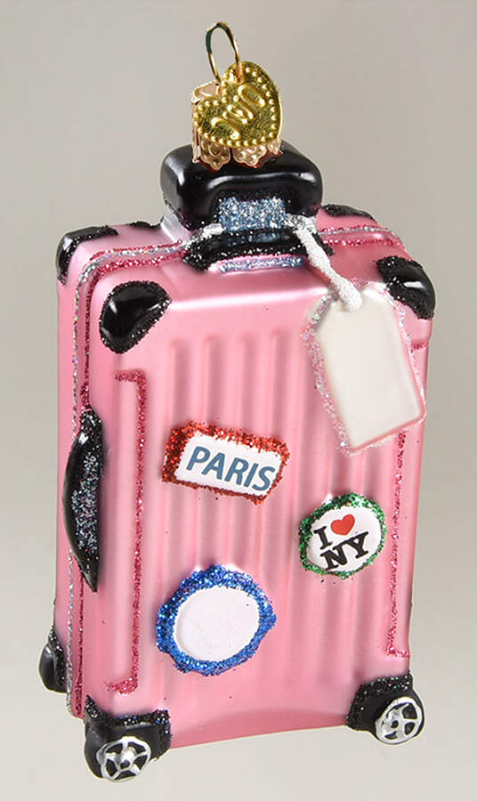 Vacation & Travel Pink Rolling Suitcase - Nb692, No Box by Old World Christmas (Newer)-1