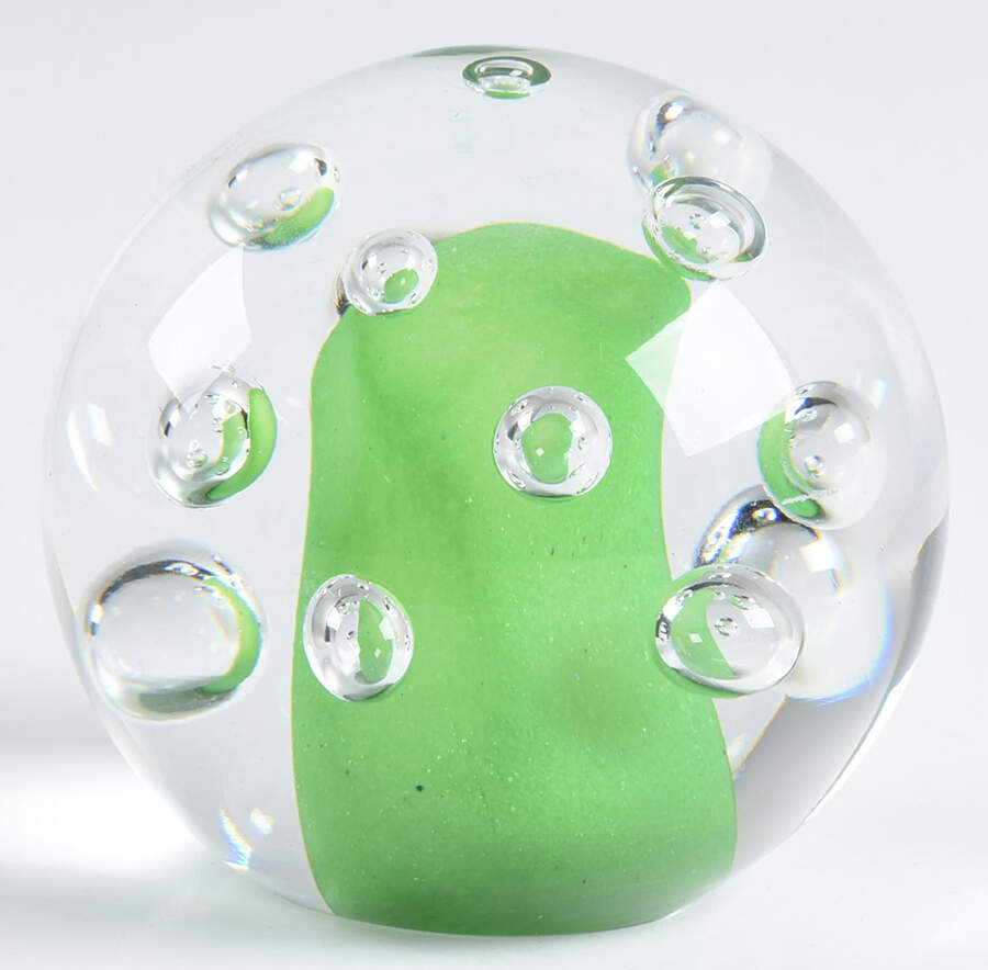 Art Glass Figurines & Paperweights Clear Sphere,Green, Bubbles - No Box by Marian Pyrcak-1