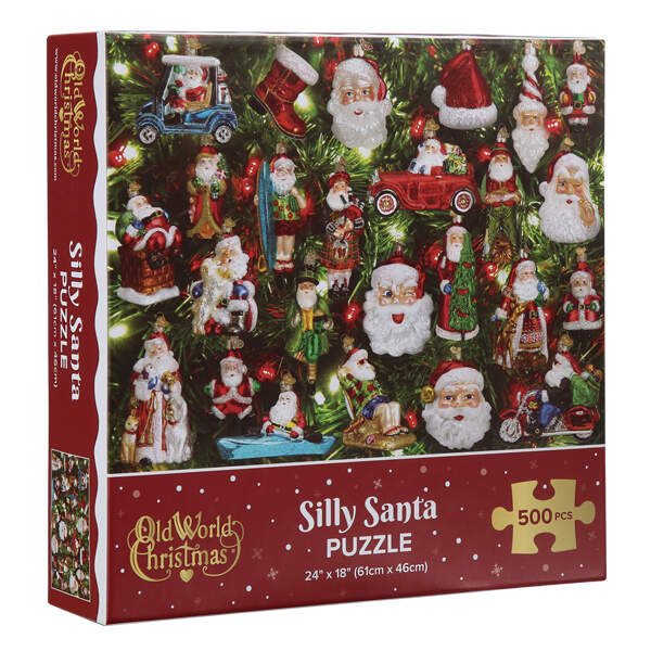 Ornament Jigsaw Puzzles Silly Santa 500 Pc Puzzle - Boxed by Old World Christmas (Newer)-1