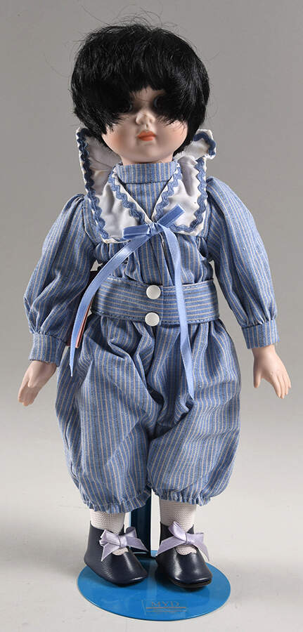 Marian Yu Doll Boy In Blue Striped Outfit - Boxed by Marian Yu-1