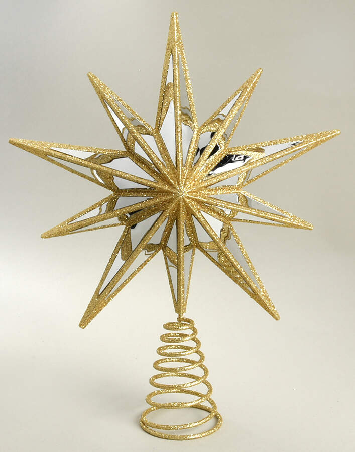 Metal Tree Toppers Gold Mirrored Star - No Box by Old World Christmas (Newer)-1