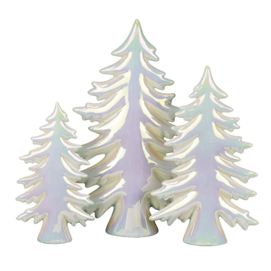 Christmas Figurals Iridescent Ceramic Trees Set Of 3 - No Box by Old World Christmas (Newer)-1