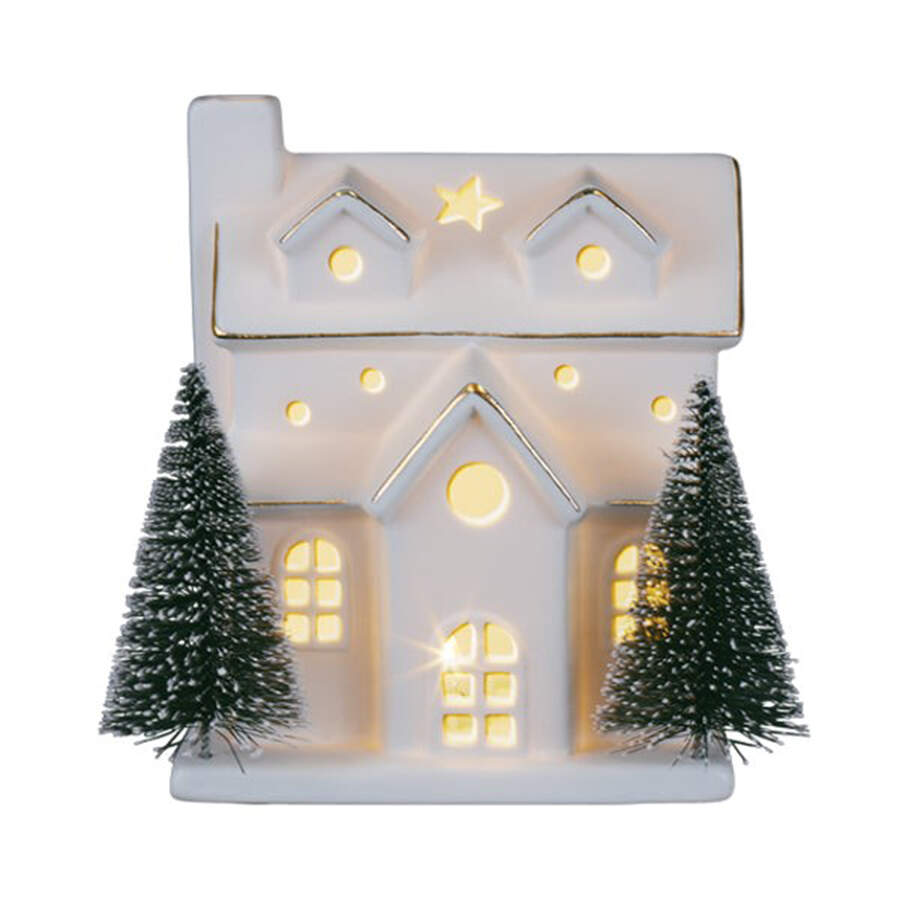 Christmas Figurals Ceramic House With Trees - No Box by Old World Christmas (Newer)-1