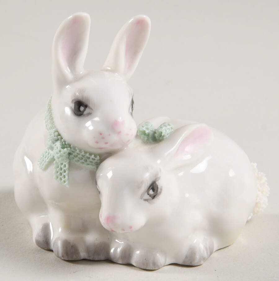 Irish Dresden Animals with Lace Bunnies - With Box by Muller & Co-1