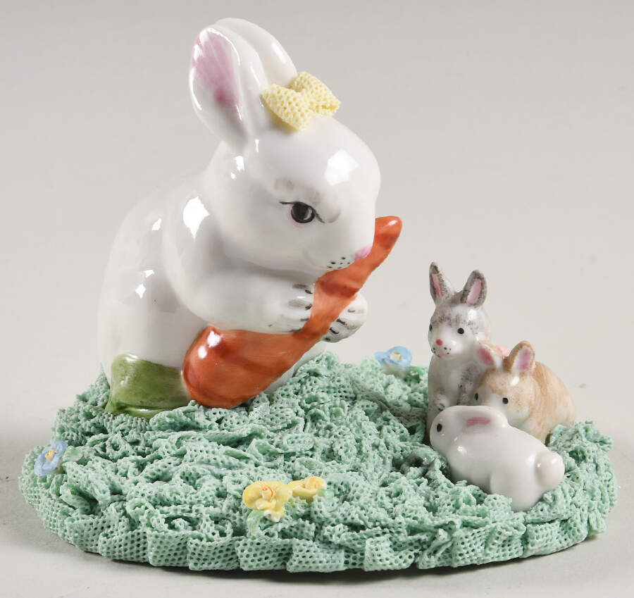 Irish Dresden Animals with Lace Bunny Family - Boxed by Muller & Co-1
