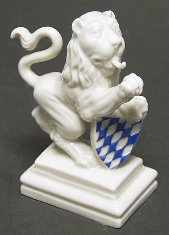 Nymphenburg Figurine Lion With Shield-Right Paw Up - No Box by Nymphenburg-1