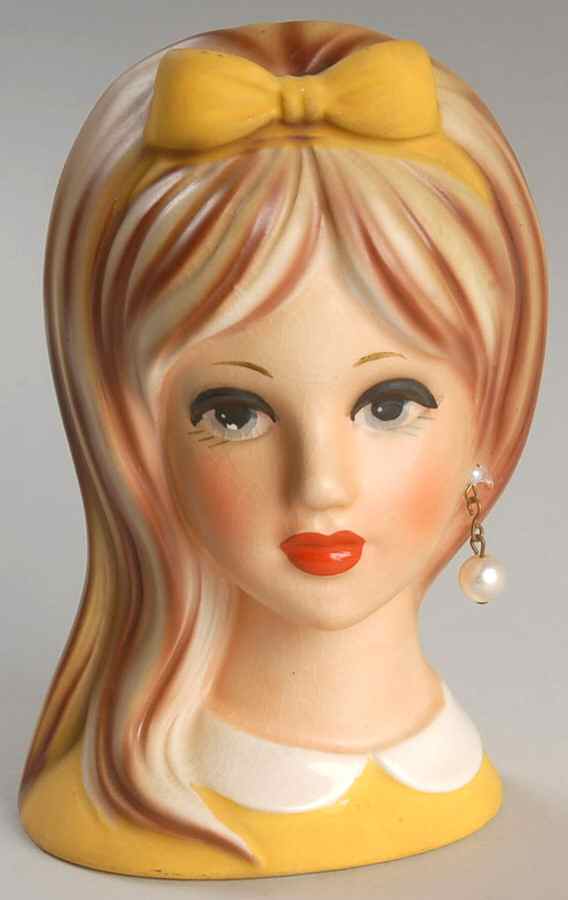 Napco Head Vases Yellow Dress & Bow - No Box by Napco-1