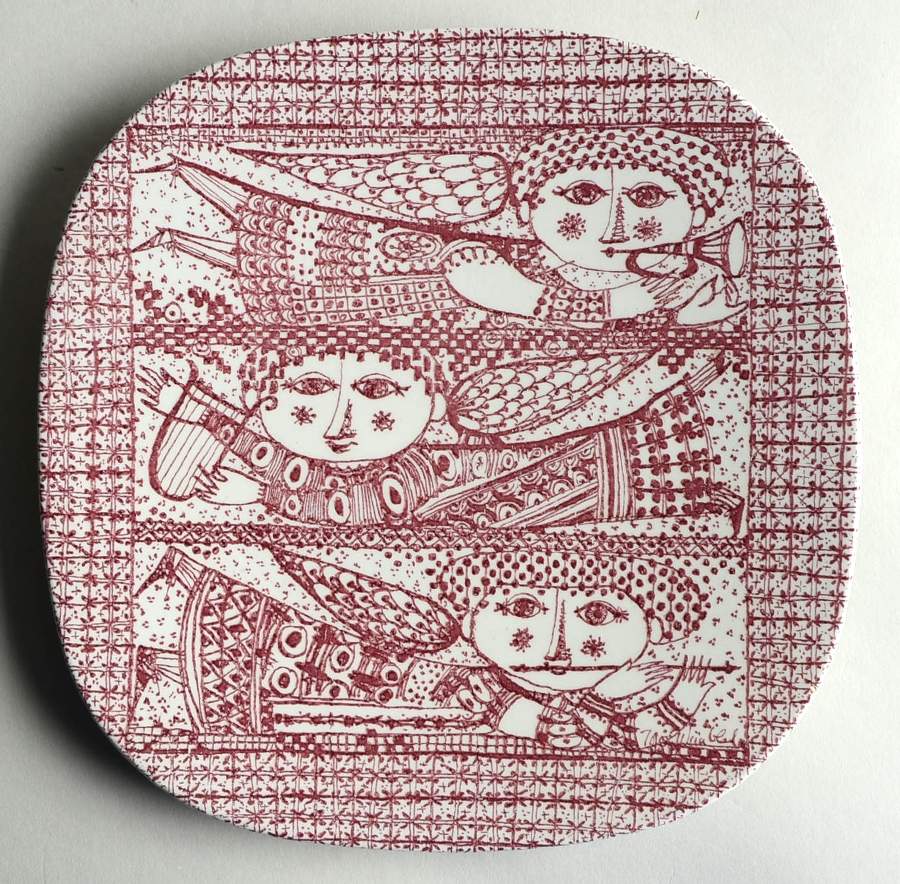 Bjorn Wiinblad Giftware Wall Plate - Angels - Rafa - No Box by Nymolle (Denmark)-1
