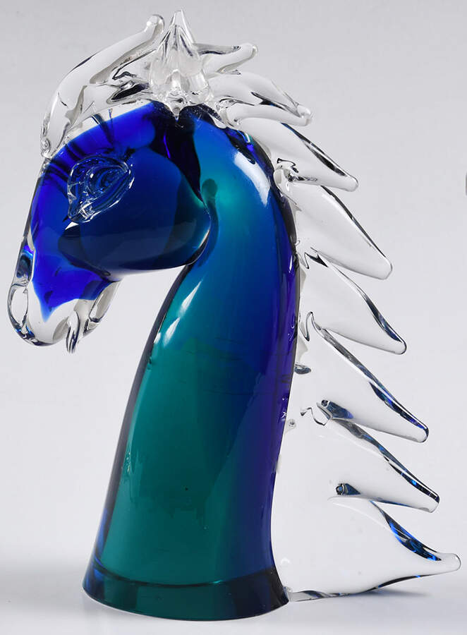 V Nason & C Figurines Horse Head-Blue & Green - No Box by V Nason & Co-1