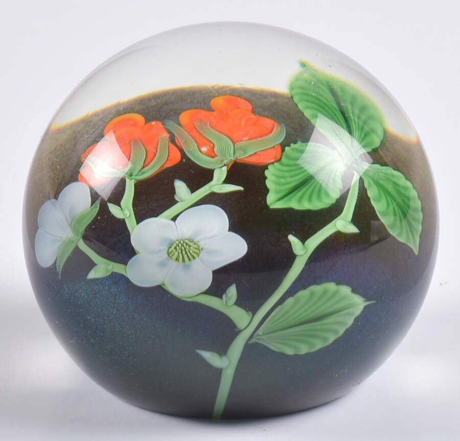 Orient & Flume Paperweight White And Orange Flowers - No Box by Orient & Flume-1