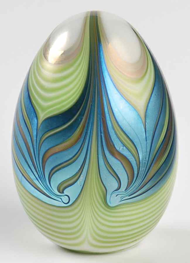 Orient & Flume Paperweight Egg-Blue&Green Marbrie - Boxed by Orient & Flume-1