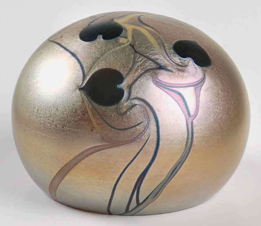 Orient & Flume Paperweight Iridescent Wtih Black Hearts - No Box by Orient & Flume-1