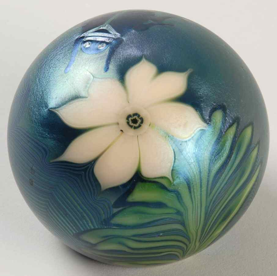 Orient & Flume Paperweight White Flower And Beetle - No Box by Orient & Flume-1