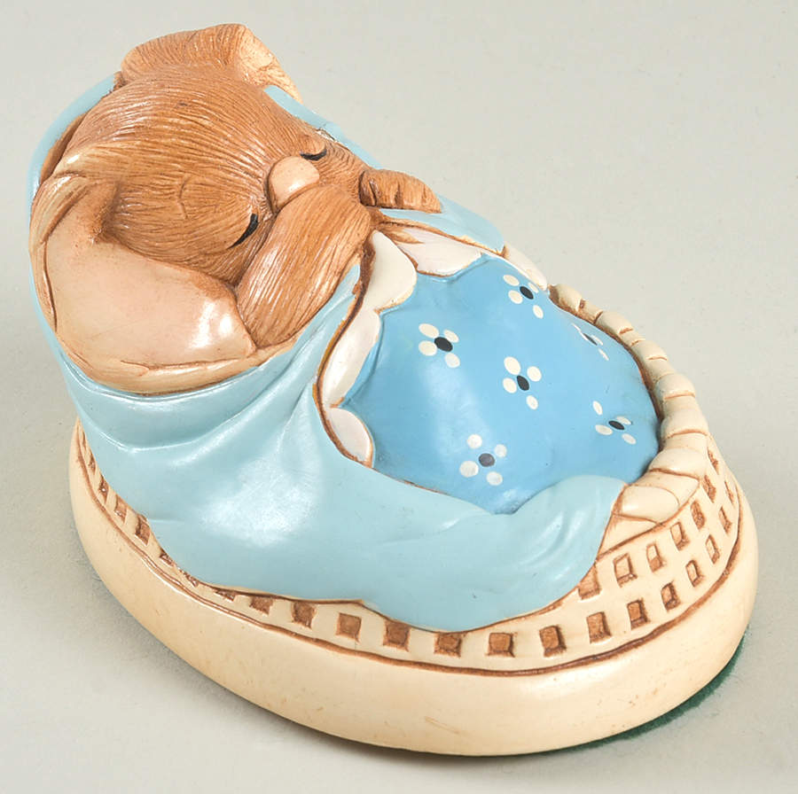 PenDelfin Figurine Poppet-Blue Blanket-Small White Flowers - No Box by PenDelfin-1