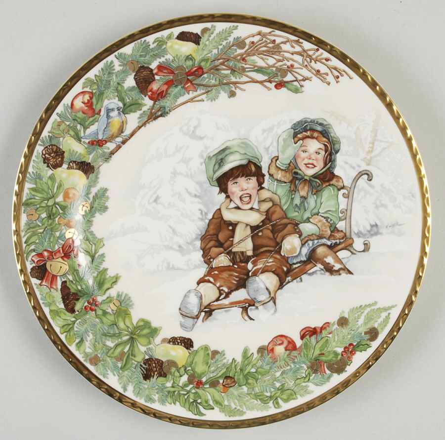 Children of Christmas Past Sledding On Christmas Day - With Box by Pickard-1