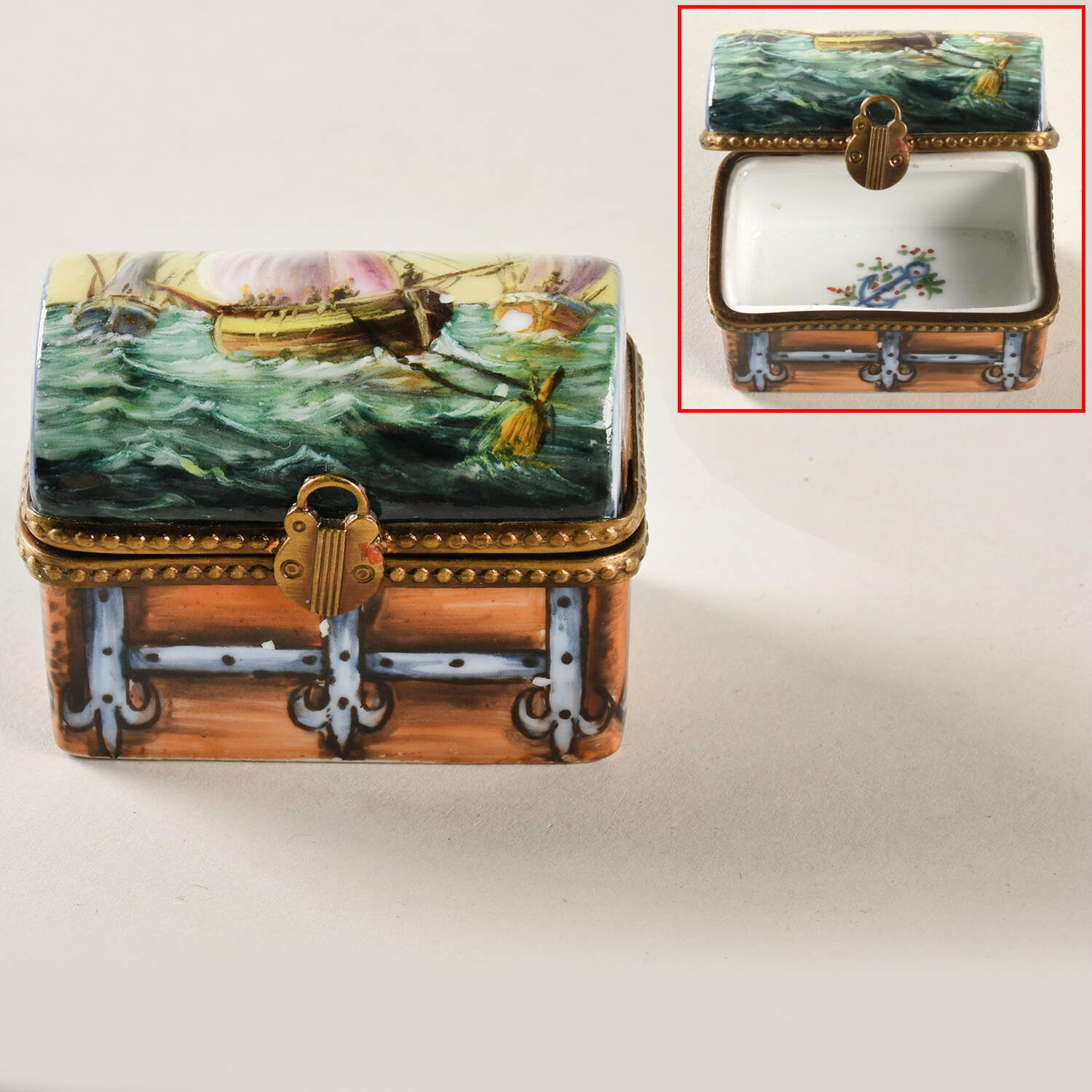 PEINT MAIN LIMOGES BOX Pirate Treasure Chest - Nb903, No Box by Peint Main-1