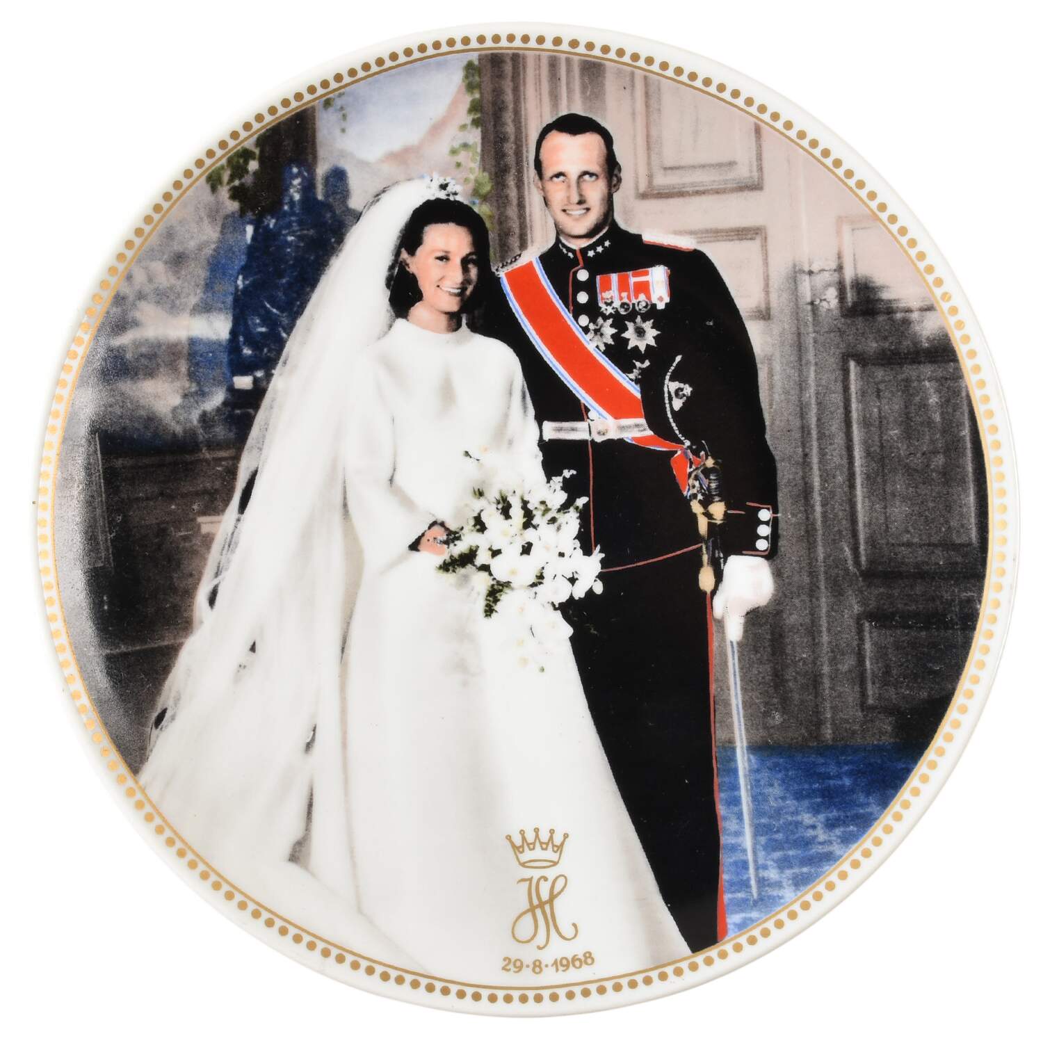 Porsgrund Plates King Harald & Queen Sonja Wedding - Boxed by Porsgrund-1