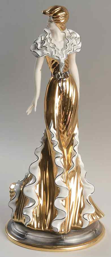 Classics Supermodels Model W/  Gold Lace Dress - No Box by Porcelina Essetre-1