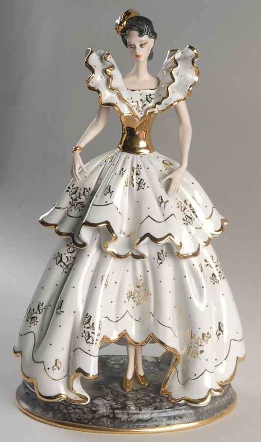 Classics Supermodels Model W/ Gold Floral Dress - Boxed by Porcelina Essetre-1