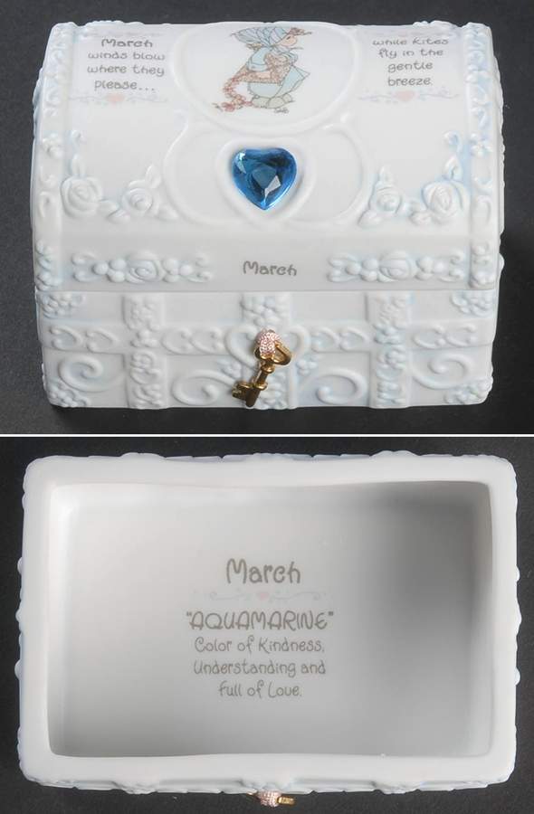 Precious Moments Hope Chest with Birthstone March-Aquamarine - No Box by Precious Moments-1