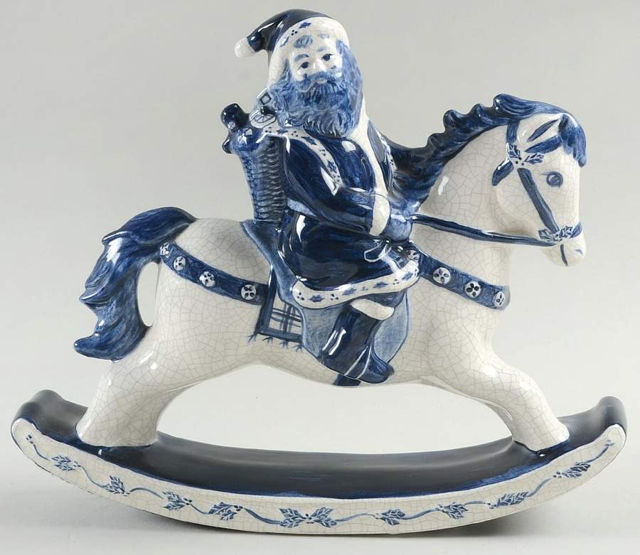 Annual Christmas Figurine Rocking Horse Santa - No Box by Potting Shed-1
