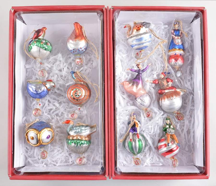 Twelve Days of Christmas Boxed Set Of 12 Ornaments - With Box by Pottery Barn-1