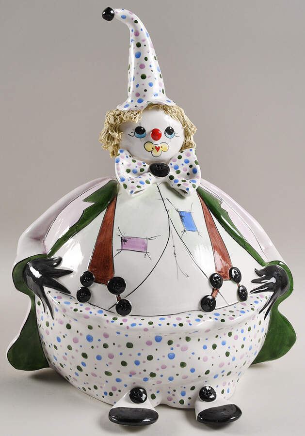 Lino Zampiva Banks Clown - Yellow Hair/Suspenders - No Box by Pastelceramica-1