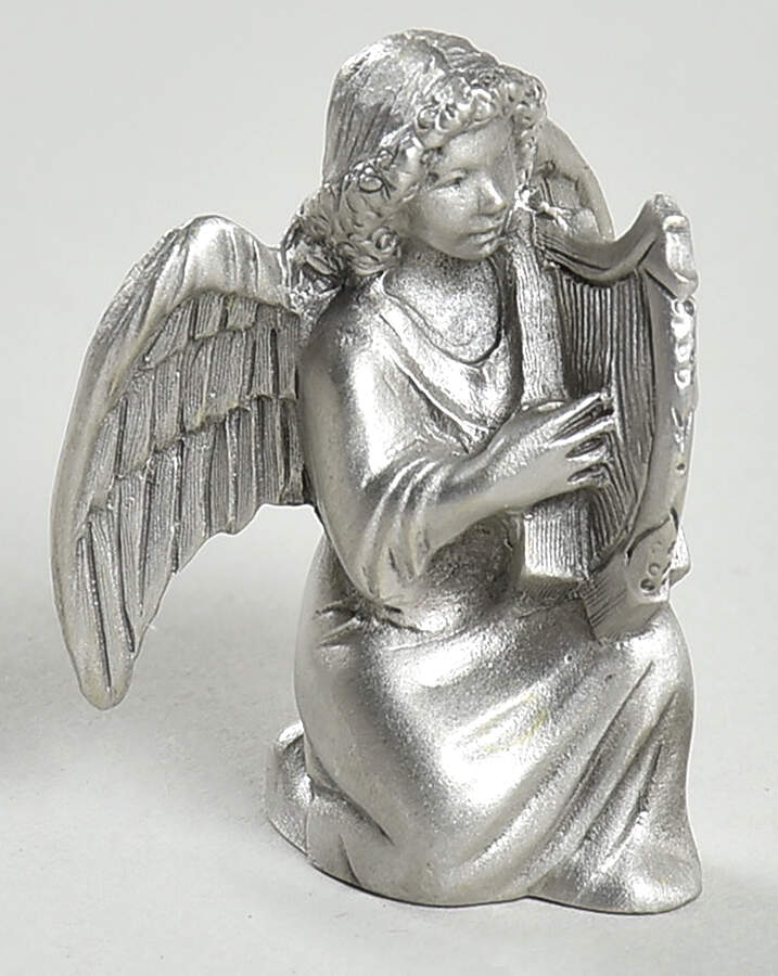 Nativity Pewter Angel With Harp - No Box by Pewter Port-1