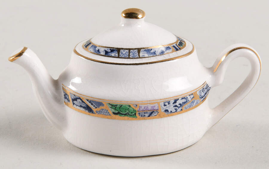 Royal Doulton Miniature Teapots Blue Mosaic - Boxed by Cardew Design-1