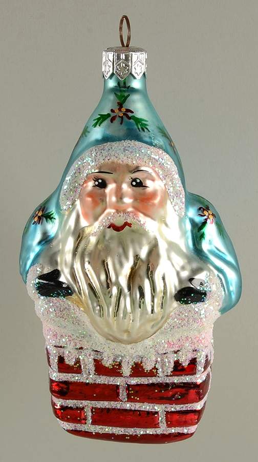 Santas Down The Chimney-Blue/Red - No Box by Christopher Radko-1